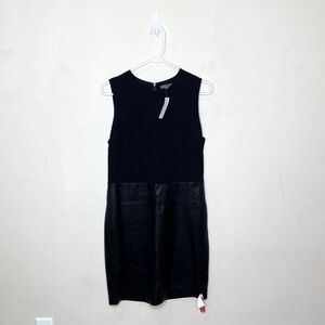 Vince Dress Black Leather Como Sheath Sleeveless